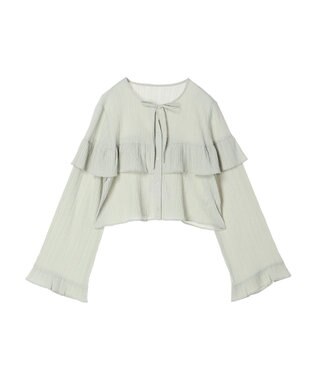 earth music&ecology フリル切替えショートブラウス Light Khaki