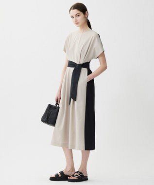 ICB L 【接触冷感・吸水速乾・防シワ・UVケア・洗える】 エステルドライトロ ワンピース トープ×ブラック系