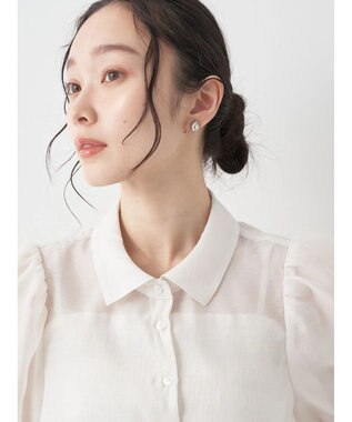 earth music&ecology ＳＥＴ２点シアークロップドシャツ×シャーリングタンク Ivory