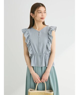 Green Parks ・ＳＵＧＡＲ　ＳＰＯＯＮ　２ｗａｙペプラムブラウス Sax