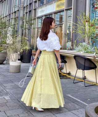 Green Parks AnriettMusee ドットフレアーロングスカート Off White