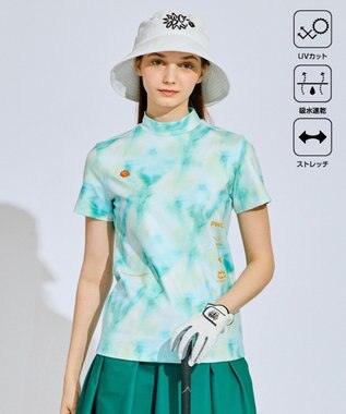 PW CIRCULUS 【吸水速乾  / UV遮蔽率99.5%  UVカット / ストレッチ】【WOMEN】タイダイ柄モックネックT ゴルフウェア レディース ブルー系5