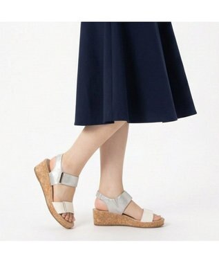 ing <ing>ダブルベルトウエッジサンダル アイボリーコンビ