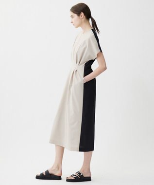 ICB L 【接触冷感・吸水速乾・防シワ・UVケア・洗える】 エステルドライトロ ワンピース トープ×ブラック系