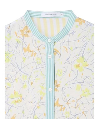 AMERICAN HOLIC Ｆｌｏｗｅｒ　×　Ｓｔｒｉｐｅシャツチュニック Yellow