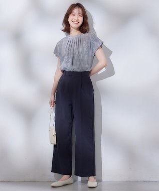 ANY 【洗濯機可能】プリントブラウス グレー系チェック