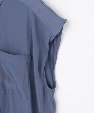 組曲 S ギャザーライトデシン ブラウス ダルブルー系