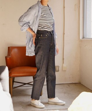 woadblue ＜坪田あさみさんコラボ＞ワイドテーパード  デニムパンツ RIGIDBLUE