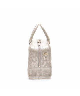 A.D.M.J. 【牛革】クロコ型押しヘリ巻きボストン28cm ホワイトパーライズ