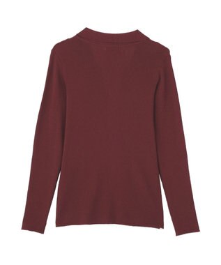 earth music&ecology スキッパー衿リブカーディガン Bordeaux