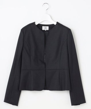 J.PRESS LADIES アクアレジェンドウールジャージー ノーカラー ジャケット ネイビー系