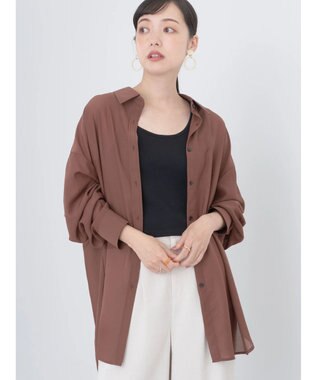 earth music&ecology シアーボーイズライクシャツ Brown