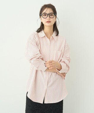 earth music&ecology サッカーストライプシャツ Red