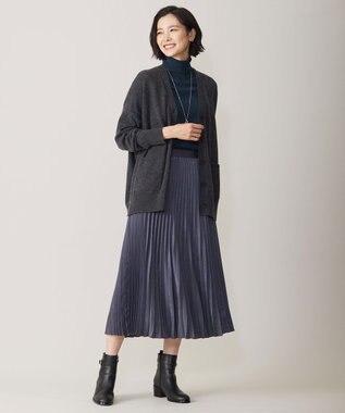 J.PRESS LADIES 【洗える】マロンサテン プリーツ スカート グレー系