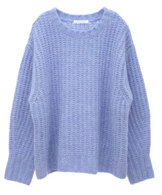 Green Parks ざっくりローゲージニットプルオーバー Sax