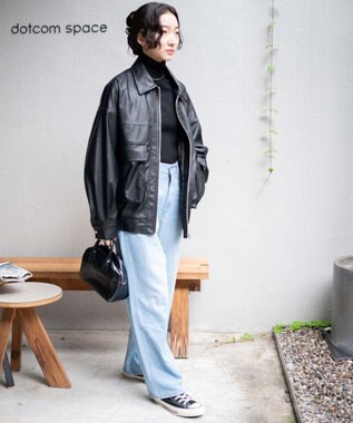 WEGO ヴィンテージライクFレザーBIGブルゾン ブラック