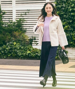 ANY SIS 【洗える】ケーブルAir ニット ライラック