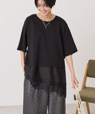 AMERICAN HOLIC レースドッキングＴシャツ Black
