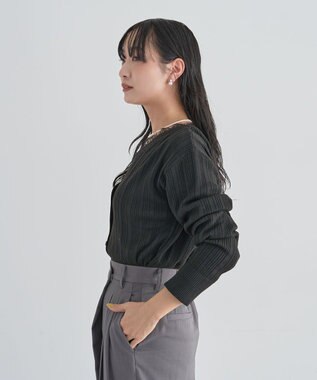 Green Parks レースドッキングニットカーディガン Black