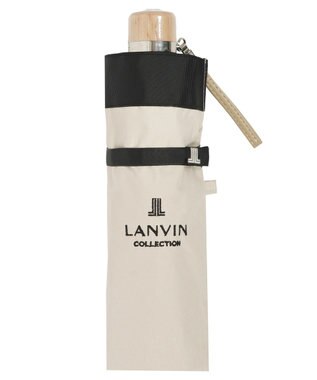 MOONBAT 【晴雨兼用日傘】ランバン コレクション（LANVIN COLLECTION） 折りたたみ日傘 グログランリボン ベージュ