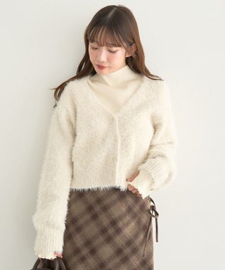 earth music&ecology ミックスカラーラメニットカーディガン Ivory