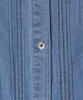 J.PRESS LADIES 【洗える・セットアップ対応】5ozバージラコンパクト ピンタック ブラウス ダルブルー系