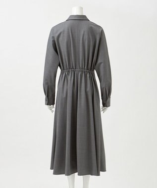 23区 L 【エステータ】ウールトロドライストレッチ カシュクールシャツ ワンピース グレー系