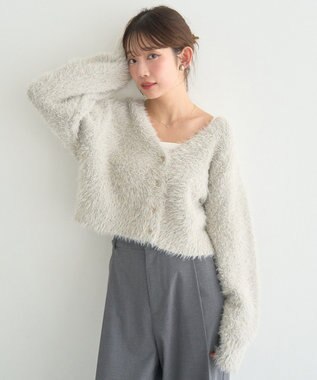 earth music&ecology ミックスカラーラメニットカーディガン Light Blue