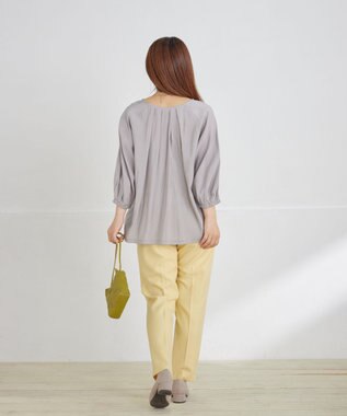 Tiaclasse 【洗える】ラグランタックブラウス グレー