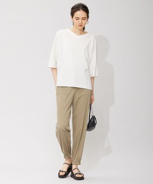 ICB 【洗える】 ブラウスライクジャージー ドルマンスリーブカットソー オフホワイト系