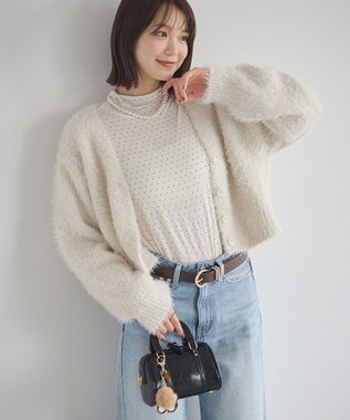 earth music&ecology ミックスカラーラメニットカーディガン Ivory