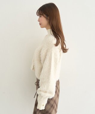 earth music&ecology ミックスカラーラメニットカーディガン Ivory