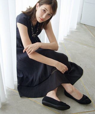 Tiaclasse 【小倉優子さん着用】リボンニットフラットパンプス ブラック