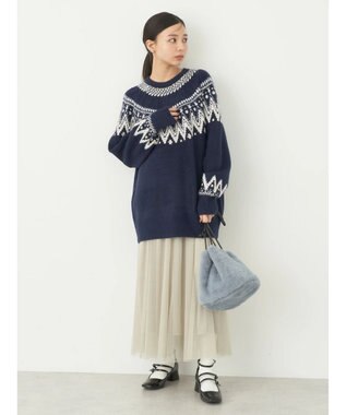 earth music&ecology オーロララメノルディックチュニック Navy