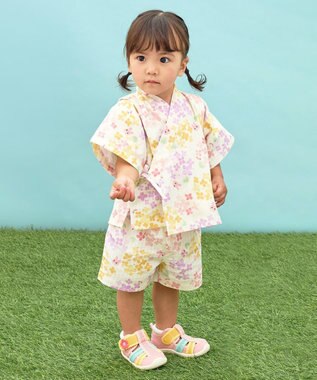 MIKI HOUSE HOT BISCUITS 【80-120cm】総柄 甚平スーツ