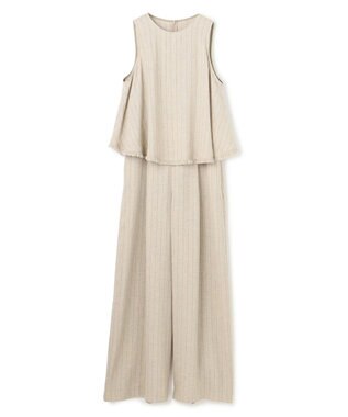 uncrave リネンライクツイル オールインワン フラックスストライプ