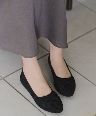 Tiaclasse 【小倉優子さん着用】リボンニットフラットパンプス ブラック