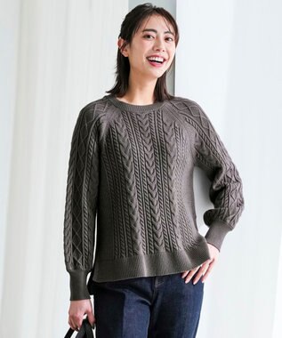 ANY SIS S ケーブル ニット プルオーバー スレート