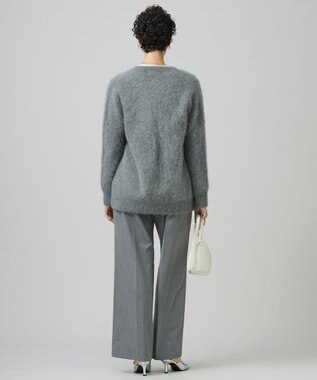 ICB L フォックスアルパカニット Vネックカーディガン ライトグレー系