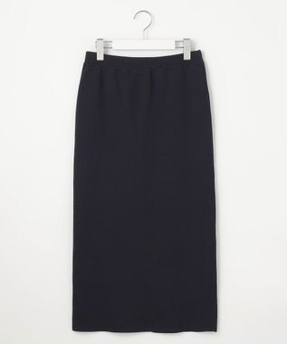 自由区 【洗える】リブストレッチタイト スカート ネイビー