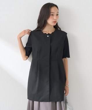 earth music&ecology ペプラムタックジレ Black