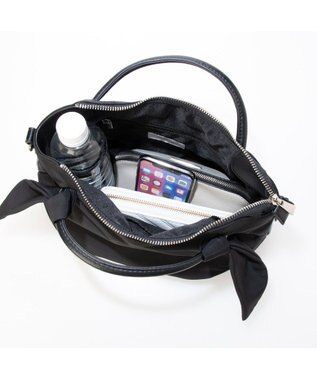 UNBILLION カシュカシュ cachecache / 下がりリボンナイロン2wayミニトートバッグ ブラック