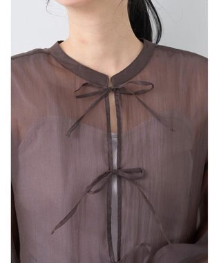 earth music&ecology シアーリボンシャツ Brown