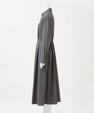 23区 L 【エステータ】ウールトロドライストレッチ カシュクールシャツ ワンピース グレー系