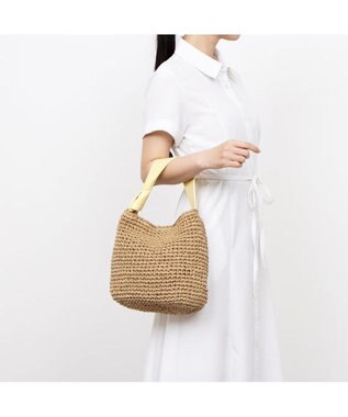UNBILLION カシュカシュ cachecache / リボンハンドルクロッシェミニトート イエロー