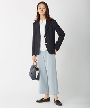J.PRESS LADIES ウールシルクオックスシングル テーラードジャケット ネイビー系