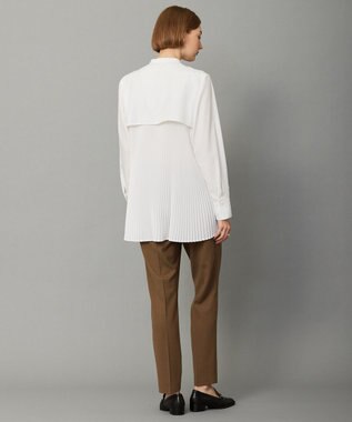 ICB 【洗える】 スパンローンプリーツ バンドカラーシャツ オフホワイト系