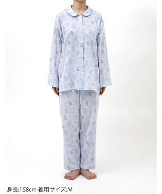 Wing パジャマ 綿100%(本体) 二重ガーゼ 長袖 長ズボン レディース EP7047 ウイング／ワコール サックス