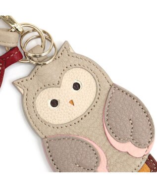 IBIZA アニマーダ　牛革　チャーム（フクロウ） ライトグレー