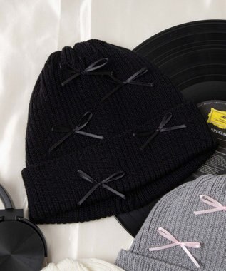 WEGO ribbon　knit　cap ブラック